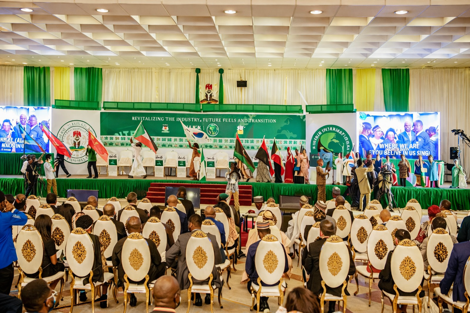 Conference audience and exhibition setting
